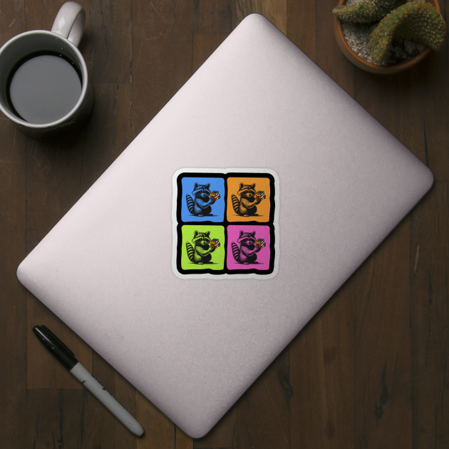 Colorful Raccoon Rubik's Cube Pop Art by Designed By Marty